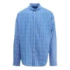 Camicia a maniche lunghe con logo su tutto il tessuto e righe sottili “Blue” 662983TGLB95531