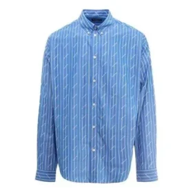 Camicia a maniche lunghe con logo su tutto il tessuto e righe sottili “Blue” 662983TGLB95531 Camicia a maniche lunghe con logo su tutto il tessuto e righe sottili “Blue” 662983TGLB95531