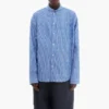 Camicia a maniche lunghe con logo su tutto il tessuto e righe sottili “Blue” 662983TGLB95531