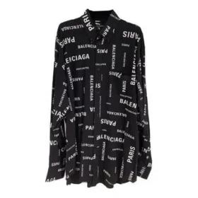 Camicia a maniche lunghe in viscosa con stampa all-over, vestibilità ampia “Black” 658956TPLB41070