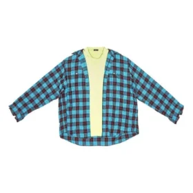 Camicia a quadri e T-shirt Trompe L’oeil “Blu Giallo Neon” 699371TMM116305