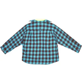 Camicia a quadri e T-shirt Trompe L’oeil “Blu Giallo Neon” 699371TMM116305