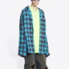 Camicia a quadri e T-shirt Trompe L’oeil “Blu Giallo Neon” 699371TMM116305