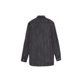Camicia abbottonata con logo a righe sul petto “Black” 583989TGM041070