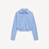 Camicia corta a righe da donna in blu/blu navy Camicia corta a righe da donna in blu/blu navy