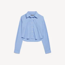 Camicia corta a righe da donna in blu/blu navy
