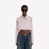 Camicia corta da donna in rosa polveroso Camicia corta da donna in rosa polveroso