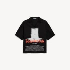 Camicia da bowling a maniche corte da uomo “The Door” in nero