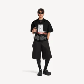Camicia da bowling a maniche corte da uomo “The Door” in nero
