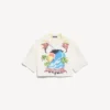 Camicia da bowling da donna con stampa tie-dye estrema in bianco/giallo