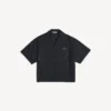 Camicia da bowling da uomo a maniche corte in stile casual, colore nero