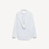Camicia da donna con drappeggio sul retro, colore bianco Camicia da donna con drappeggio sul retro, colore bianco