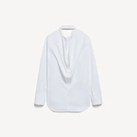 Camicia da donna con drappeggio sul retro, colore bianco