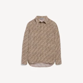 Camicia da donna con monogramma in beige/nero