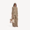 Camicia da donna con monogramma in beige/nero Camicia da donna con monogramma in beige/nero