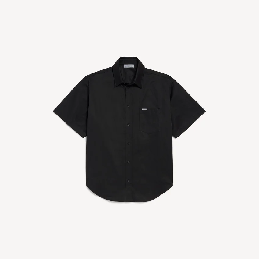 Camicia da lavoro da uomo a maniche corte, nera Camicia da lavoro da uomo a maniche corte, nera