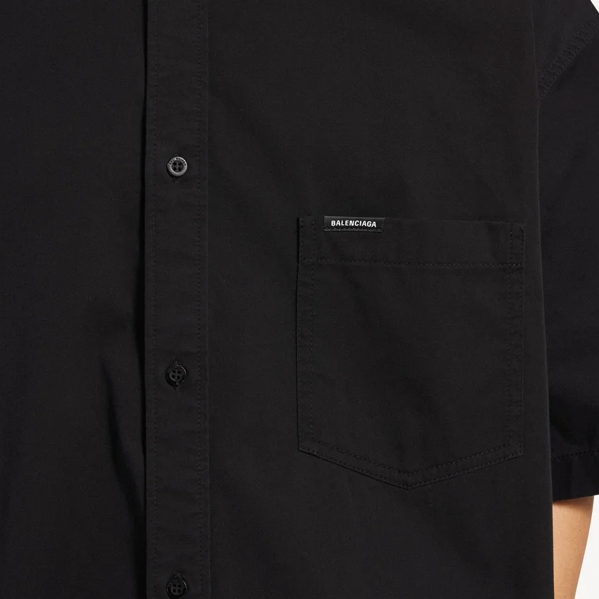 Camicia da lavoro da uomo a maniche corte, nera Camicia da lavoro da uomo a maniche corte, nera