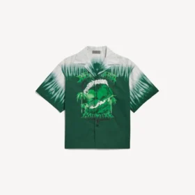 Camicia da uomo a maniche corte in stile “extreme tie dye” da bowling, verde/bianca