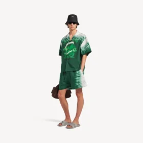 Camicia da uomo a maniche corte in stile “extreme tie dye” da bowling, verde/bianca