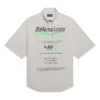 Camicia da uomo Balenciaga in cotone a maniche corte e dal taglio ampio, grigia 664627TKM102967