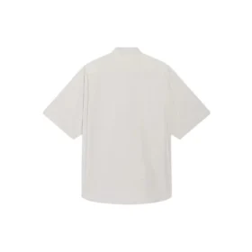 Camicia da uomo Balenciaga in cotone a maniche corte e dal taglio ampio, grigia 664627TKM102967