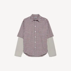 Camicia da uomo con maniche invertite in rosso/blu navy