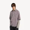 Camicia da uomo con maniche invertite in rosso/blu navy Camicia da uomo con maniche invertite in rosso/blu navy