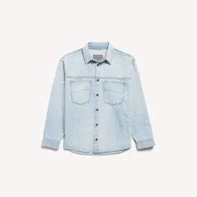 Camicia da uomo in Denim a maniche lunghe, colore azzurro