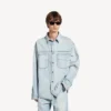 Camicia da uomo in Denim a maniche lunghe, colore azzurro Camicia da uomo in Denim a maniche lunghe, colore azzurro