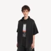 Camicia da uomo in Denim ibrido a maniche corte “The Door” in nero