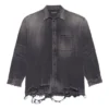 Camicia in Denim strappato SS21 da uomo, nera 657610TBP191090