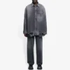 Camicia in Denim strappato SS21 da uomo, nera 657610TBP191090