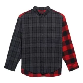 Camicia in flanella a quadri patchwork “Red Black” 647364TJM136167
