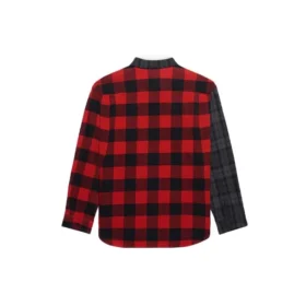 Camicia in flanella a quadri patchwork “Red Black” 647364TJM136167