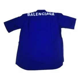 Camicia in popeline di cotone con logo sul retro “Blue” 556913TEM164210