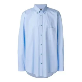 Camicia in popeline di cotone con logo sul retro “Light Blue” 508465TWB044850
