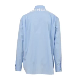 Camicia in popeline di cotone con logo sul retro “Light Blue” 508465TWB044850