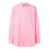 Camicia in popeline di cotone con logo sul retro “Pink” 556878TEM095630
