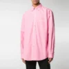 Camicia in popeline di cotone con logo sul retro “Pink” 556878TEM095630