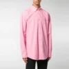 Camicia in popeline di cotone con logo sul retro “Pink” 556878TEM095630
