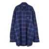 Camicia in twill di cotone a quadri “Blue” 625548T1M194450
