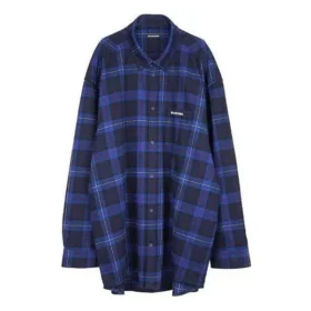 Camicia in twill di cotone a quadri “Blue” 625548T1M194450