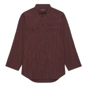 Camicia oversize a maniche lunghe con motivo scozzese SS21, marrone 658806TKM366100