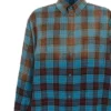 Camicia oversize a maniche lunghe in flanella a quadri “Blue Red” 715030TMM116305