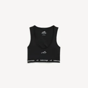 Canotta con reggiseno integrato da donna in stile techwear, colore nero