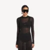 Canotta con reggiseno integrato da donna in stile techwear, colore nero