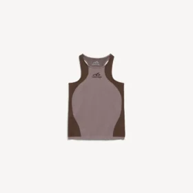 Canotta da donna techwear senza cuciture nei colori taupe/moka