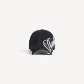 Cappellino da uomo con scritta in corsivo, nero slavato