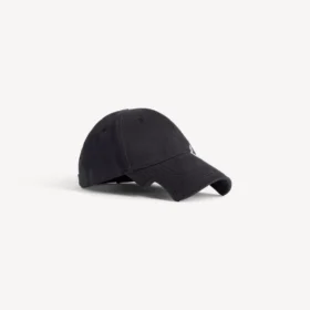 Cappellino da uomo con scritta in corsivo, nero slavato
