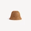 Cappello a secchiello da donna in rafia beige